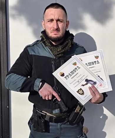Aleksandar Atanasov with sport-shooting certificates Aleksandar Atanasov with sport-shooting certificates